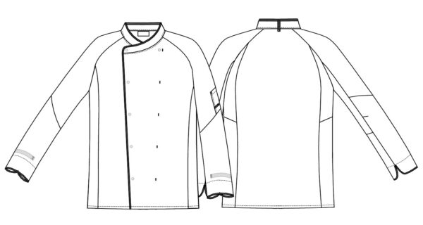 Unisex kokke-/tjenerjakke med Sort Piping - Image 3