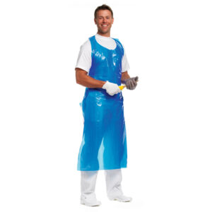 Engangsforklæde WorkSafe blå 130 cm 35 my